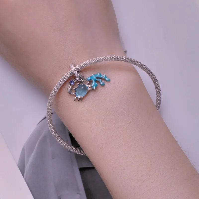 (image for) Pandora style pendant charm inspired by the beauty of a crab and seaweed - SCC25 - View 5