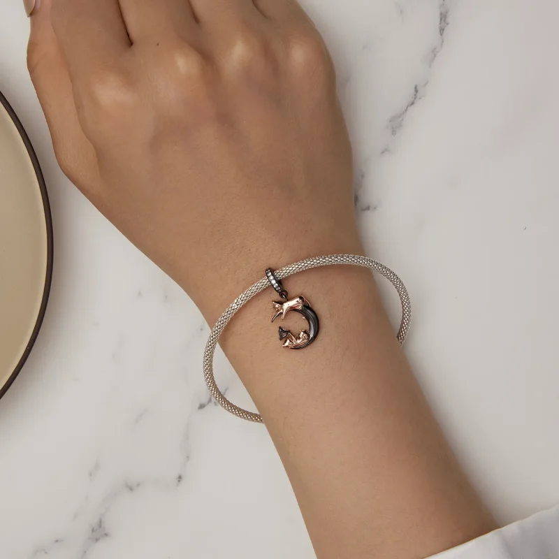 (image for) Pandora Style Playing With Cats Pendant Charm - SCC2518 - View 5