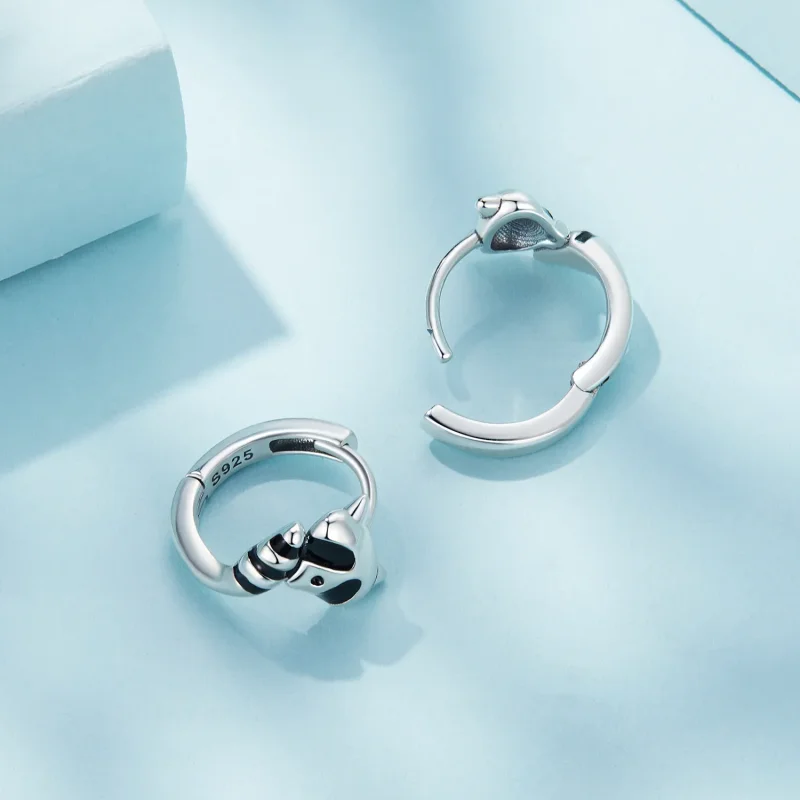 (image for) Pandora Style Raccoon Hoops Earrings - SCE1603 - View 4