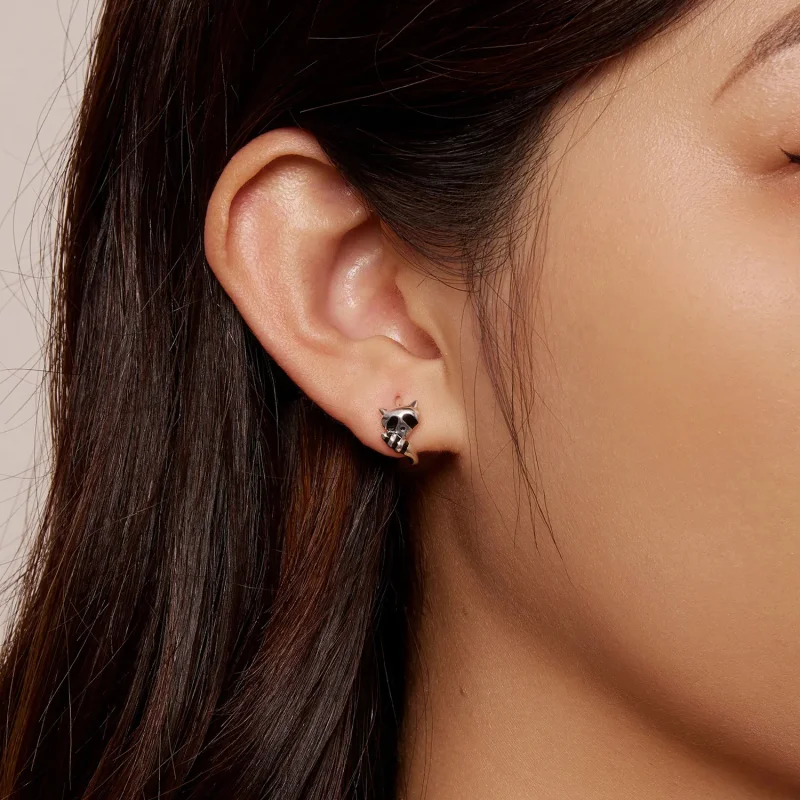 (image for) Pandora Style Raccoon Hoops Earrings - SCE1603 - View 6