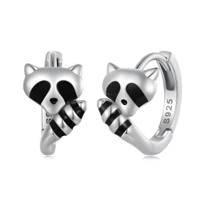 (image for) Pandora Style Raccoon Hoops Earrings - SCE1603