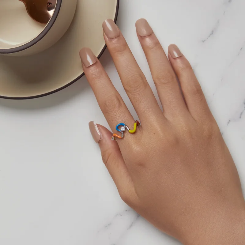 (image for) Pandora Style Rainbow Irregular Ring - SCR940 - View 5