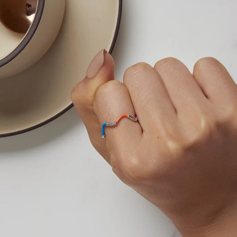 (image for) Pandora Style Rainbow Wavy Irregular Ring - SCR941 - View 5