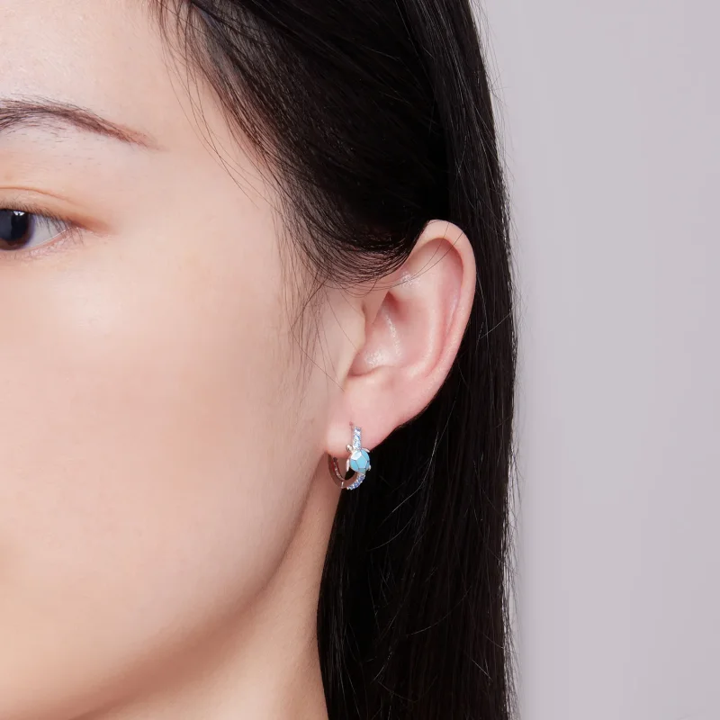 (image for) Pandora Style Sea Turtle Hoops Earrings - SCE1596 - View 6