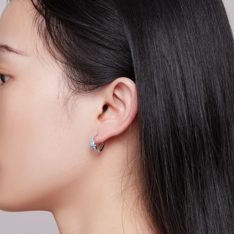 (image for) Pandora Style Sea Turtle Hoops Earrings - SCE1596 - View 7