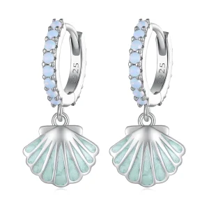 (image for) Pandora Style Shell Hoops Earrings - BSE842