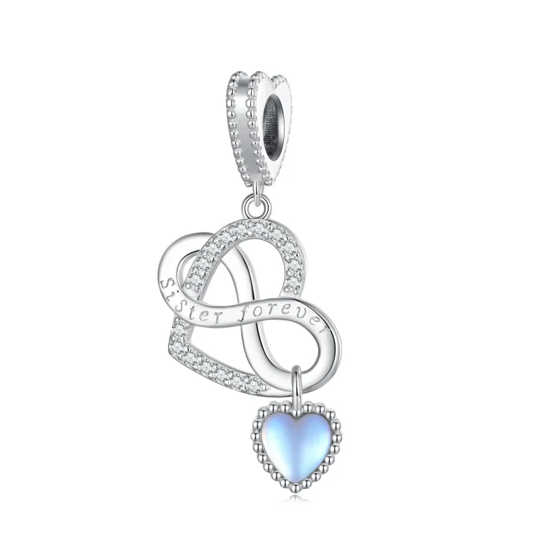 (image for) Pandora Style Sister Heart Pendant Charm - BSC860 - Product Image