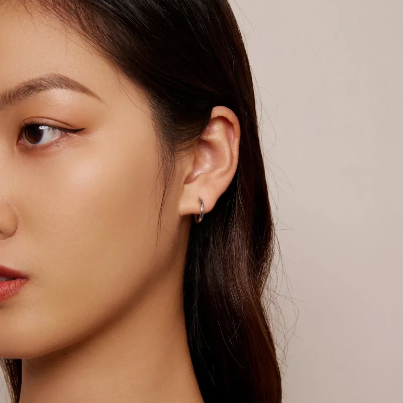 (image for) Pandora Style Small Circle Hoops Earrings - SCE1608-S - View 3