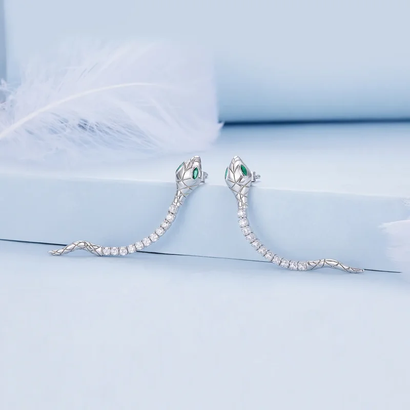 (image for) Pandora Style Spirit Snake Stud Earrings - BSE851 - View 2