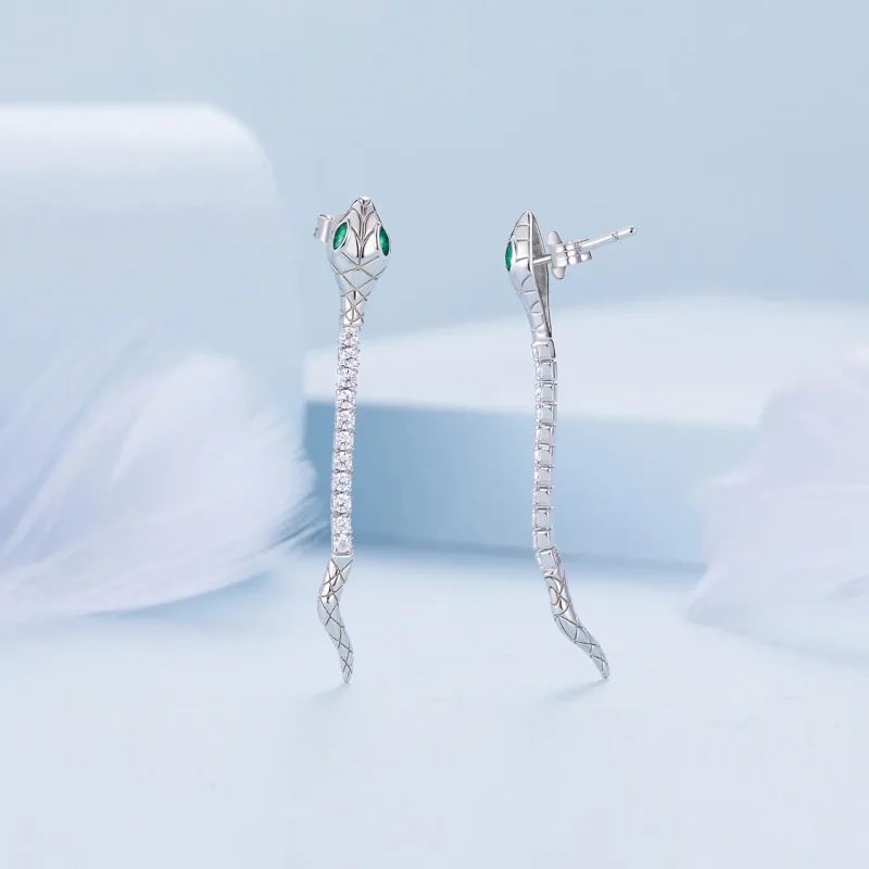 (image for) Pandora Style Spirit Snake Stud Earrings - BSE851 - View 3