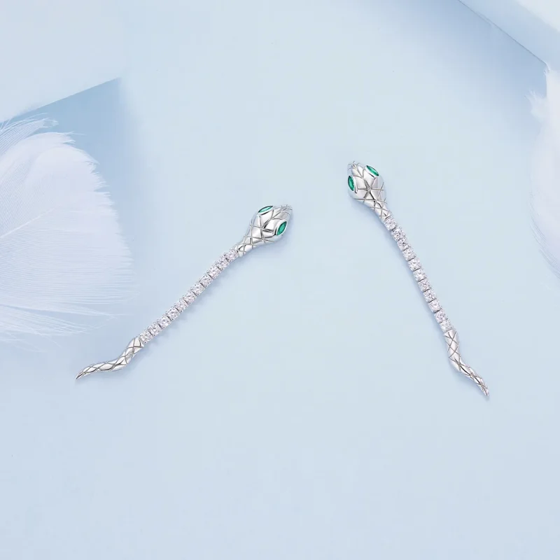 (image for) Pandora Style Spirit Snake Stud Earrings - BSE851 - View 4