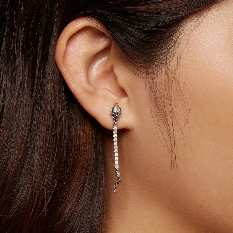 (image for) Pandora Style Spirit Snake Stud Earrings - BSE851 - View 5