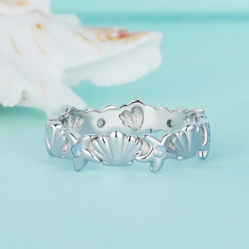 (image for) Pandora Style Starfish Shell Ring - BSR430 - View 3