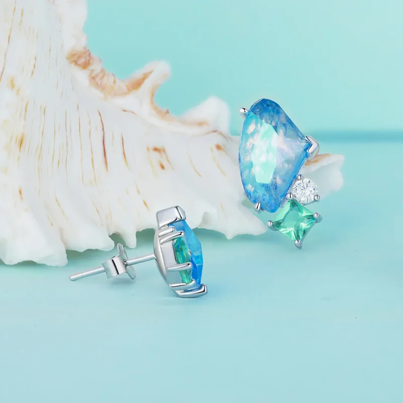 (image for) Pandora Style Summer Main Stone Stud Earrings - BSE839 - View 2