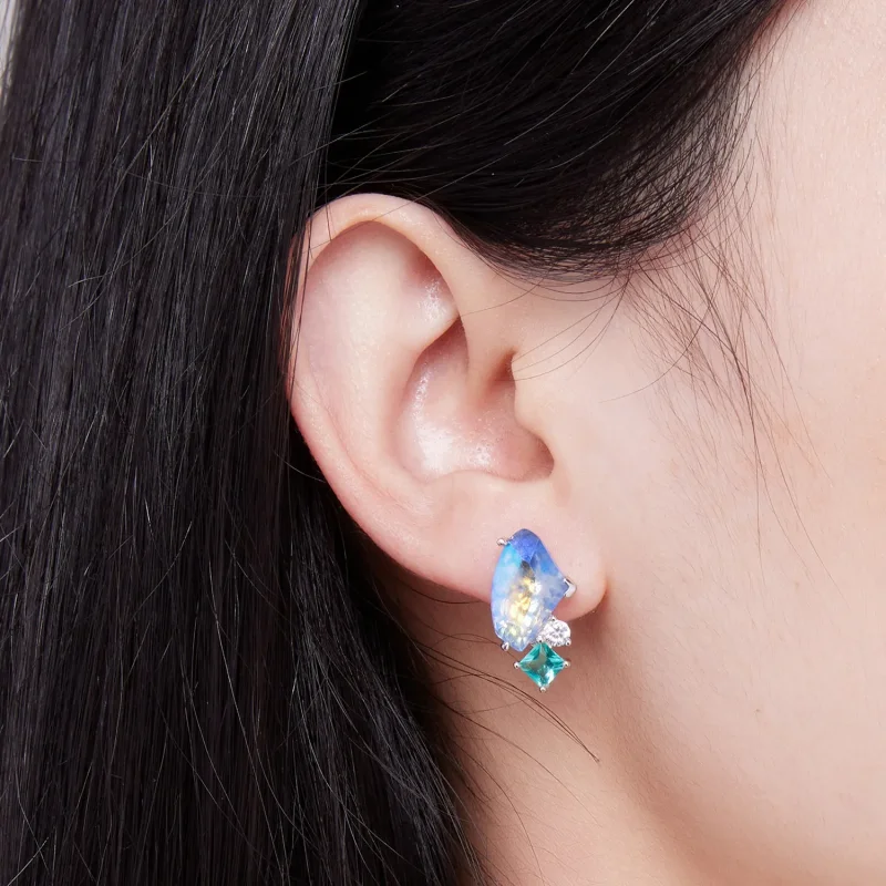 (image for) Pandora Style Summer Main Stone Stud Earrings - BSE839 - View 5