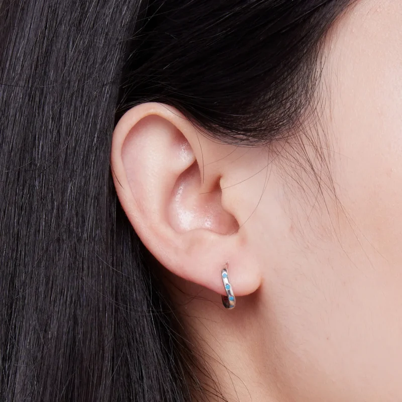 (image for) Pandora Style Wave Hoops Earrings - SCE1593 - View 5