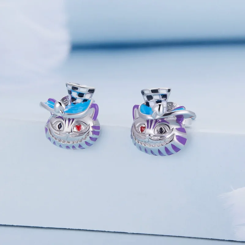 (image for) Pandora Style Weird Magician Cat Stud Earrings - BSE823 - View 2