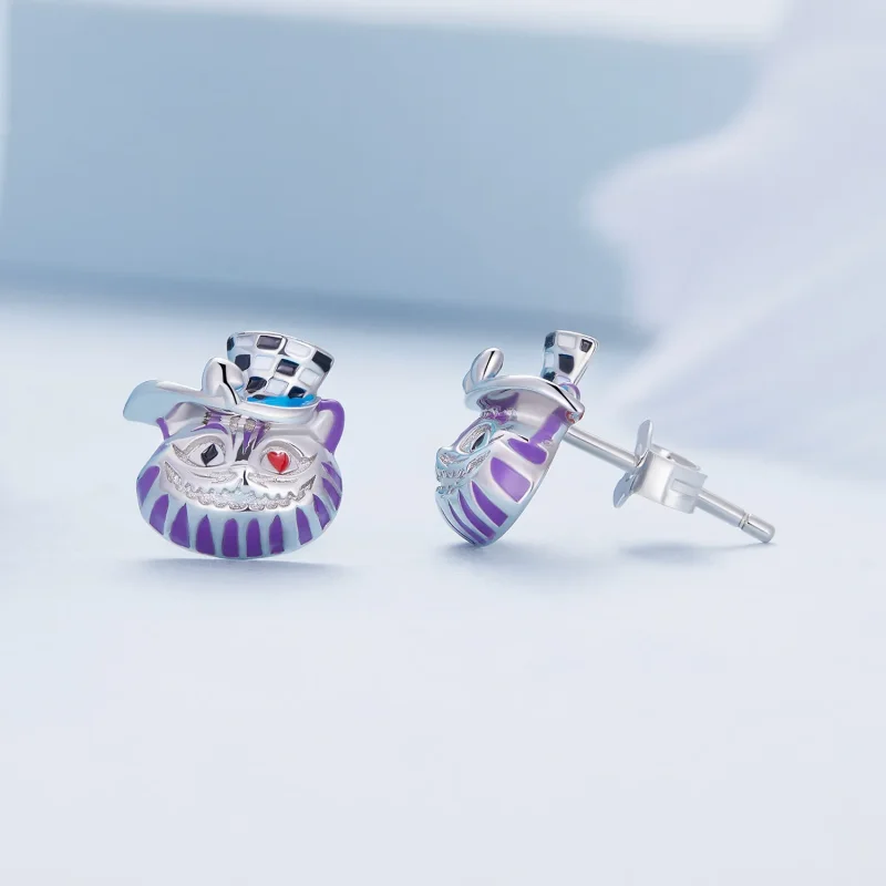 (image for) Pandora Style Weird Magician Cat Stud Earrings - BSE823 - View 3