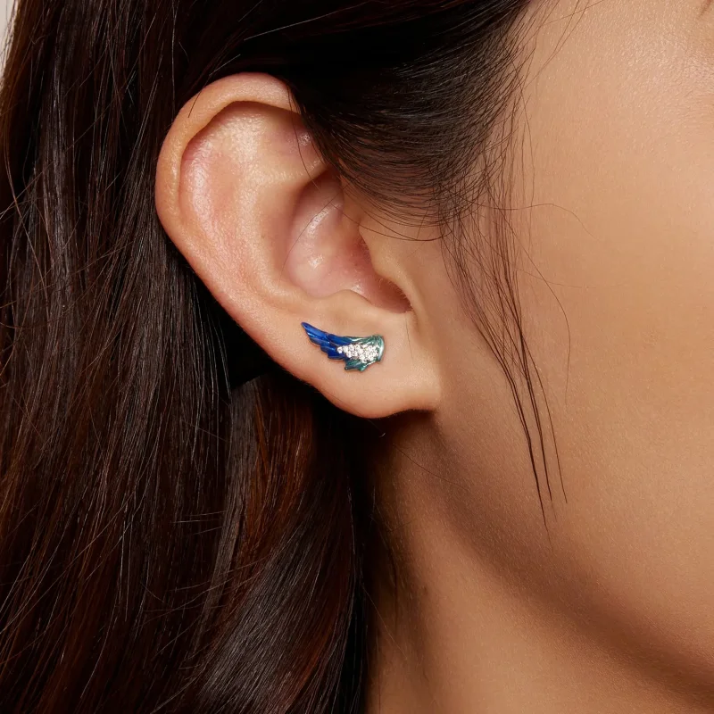 (image for) Pandora Style Wing Stud Earrings - BSE852 - View 7