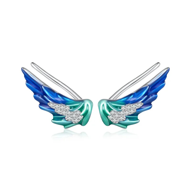 (image for) Pandora Style Wing Stud Earrings - BSE852 - Product Image