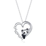 Pandora Style Silver Necklace, Cute Little Panda, Black Enamel - SCN453