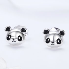 Silver Cute Panda Stud Earrings - PANDORA Style - SCE386