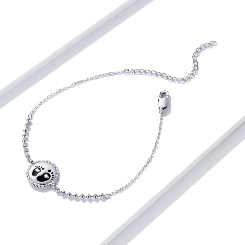 (image for) Black Pandora Style Silver Bracelet Footprint - SCB209 - View 2