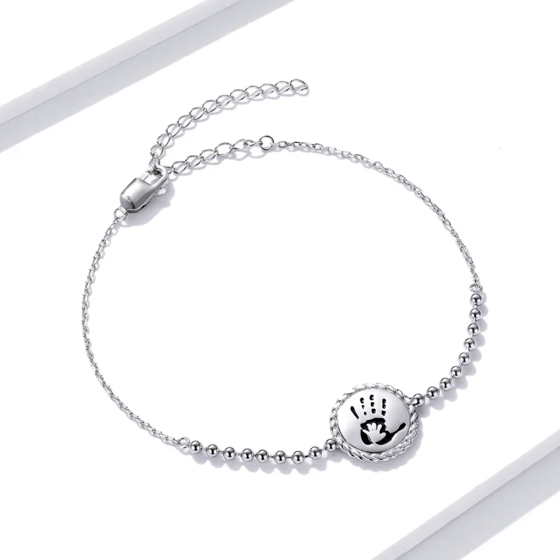 (image for) Black Pandora Style Silver Bracelet Footprint - SCB209 - View 3