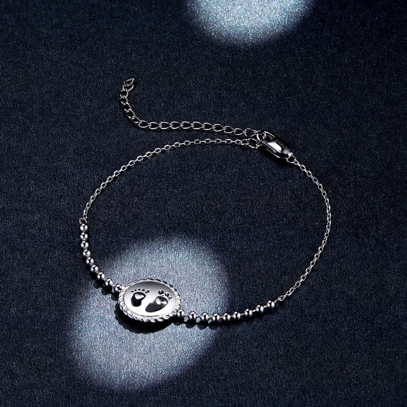 (image for) Black Pandora Style Silver Bracelet Footprint - SCB209 - View 5