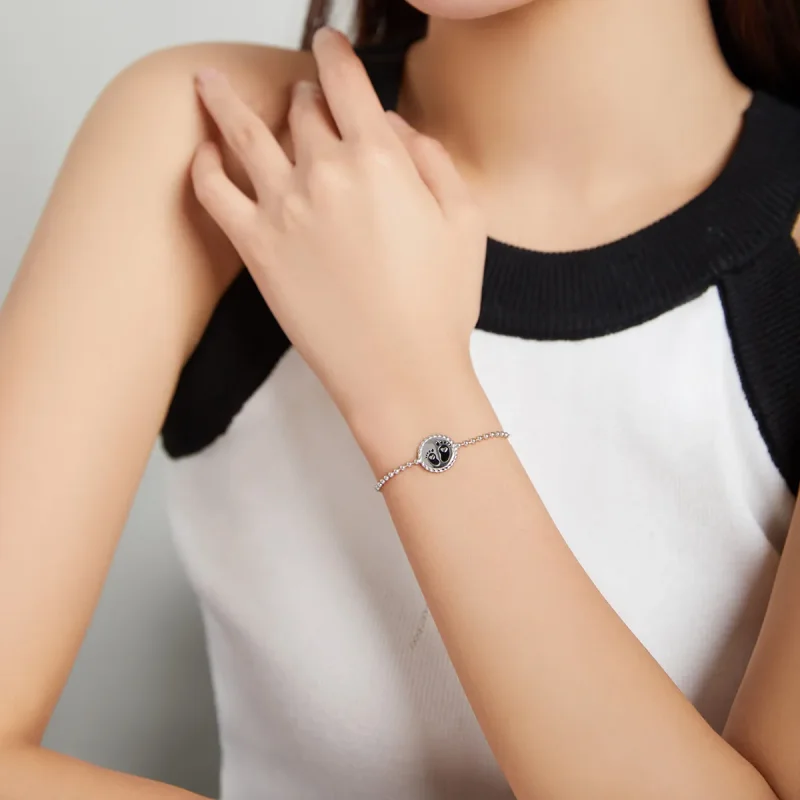 (image for) Black Pandora Style Silver Bracelet Footprint - SCB209 - View 6