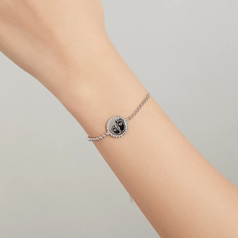 (image for) Black Pandora Style Silver Bracelet Footprint - SCB209 - View 8