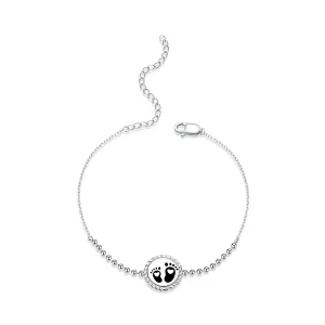 (image for) Black Pandora Style Silver Bracelet Footprint - SCB209