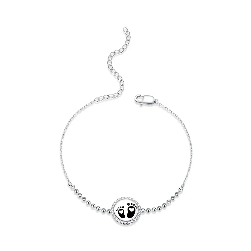 (image for) Black Pandora Style Silver Bracelet Footprint - SCB209 - Product Image