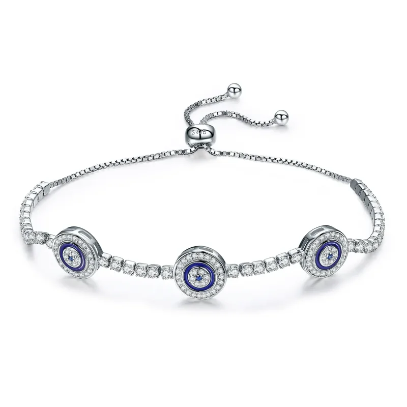 (image for) Blue Pandora Style Silver Bracelet Guardian - SCB002 - View 2