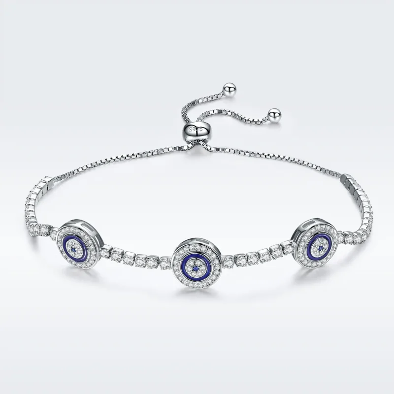 (image for) Blue Pandora Style Silver Bracelet Guardian - SCB002 - View 3