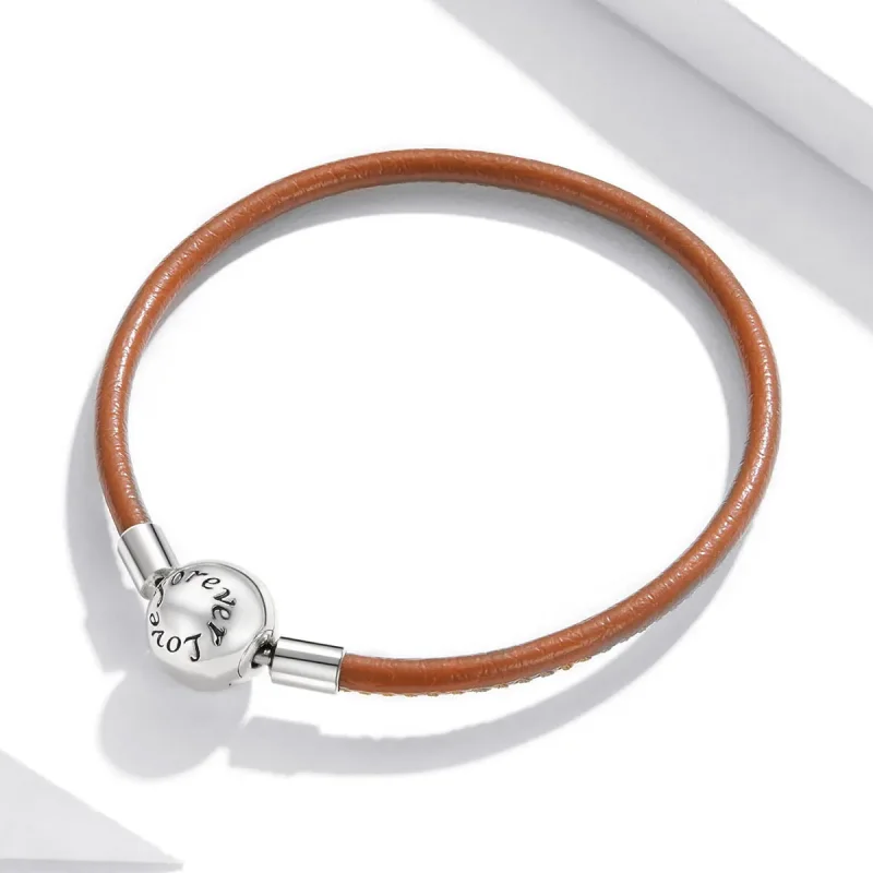 (image for) Brown Pandora Style Leather Bracelet, Family Forever - SCB215 - View 2