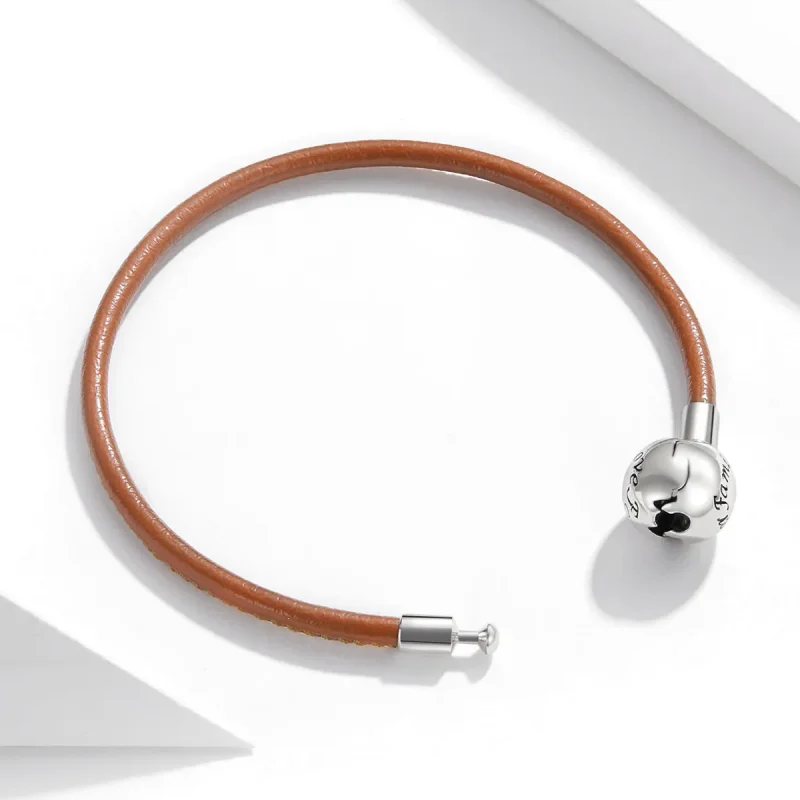 (image for) Brown Pandora Style Leather Bracelet, Family Forever - SCB215 - View 3