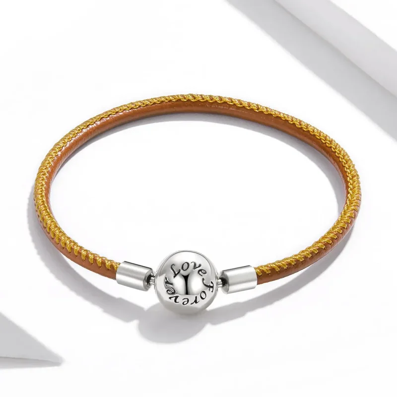 (image for) Brown Pandora Style Leather Bracelet, Family Forever - SCB215 - View 4
