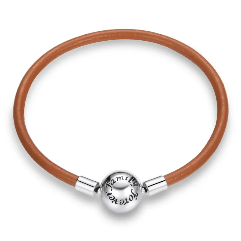 (image for) Brown Pandora Style Leather Bracelet, Family Forever - SCB215 - Product Image