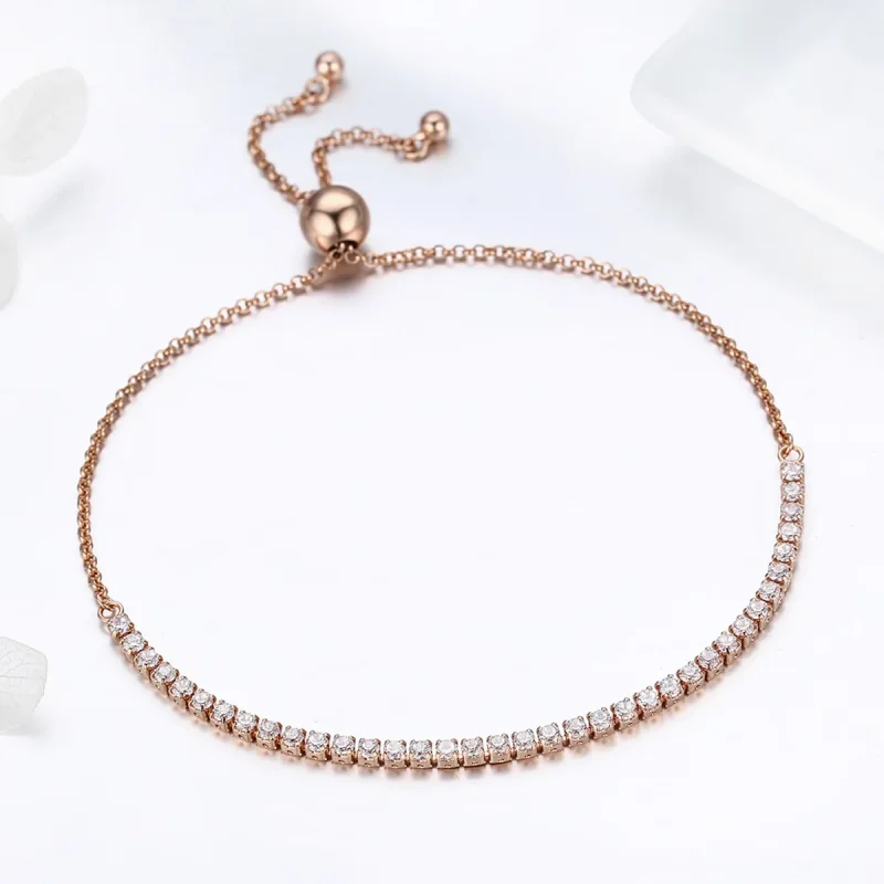 (image for) Gold-Plated Elegant Accompany Slider Tennis Bracelet - PANDORA Style - SCB046 - View 3