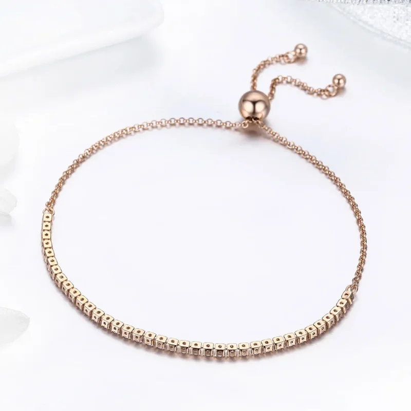 (image for) Gold-Plated Elegant Accompany Slider Tennis Bracelet - PANDORA Style - SCB046 - View 5