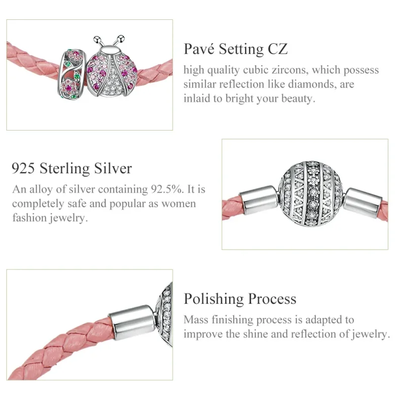 (image for) Leather Ladybug Bracelet - PANDORA Style - SCB823 - View 6