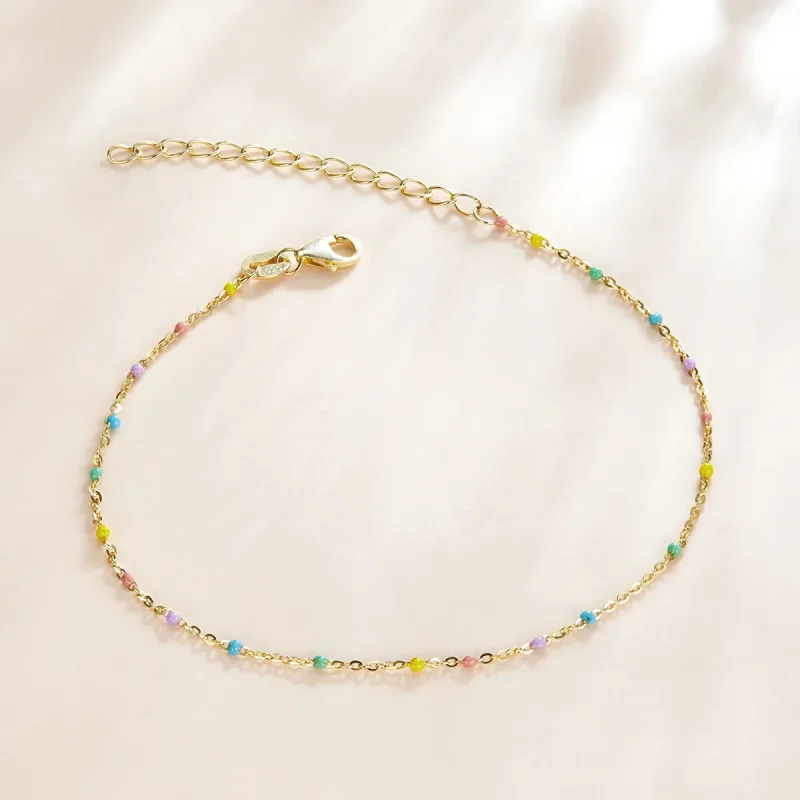 (image for) Pandora Style Bracelet Rainbow, 18ct Gold Plated - SCB211 - View 3