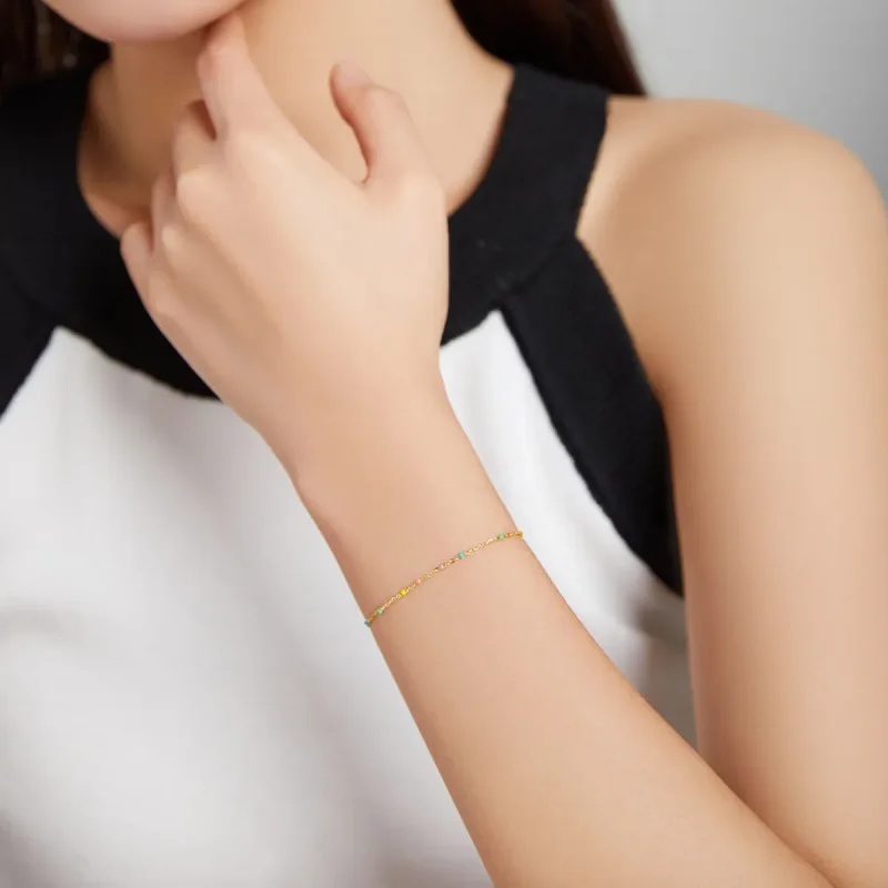 (image for) Pandora Style Bracelet Rainbow, 18ct Gold Plated - SCB211 - View 5