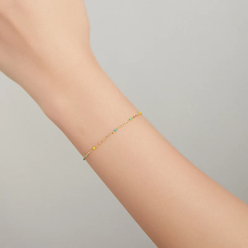 (image for) Pandora Style Bracelet Rainbow, 18ct Gold Plated - SCB211 - View 7