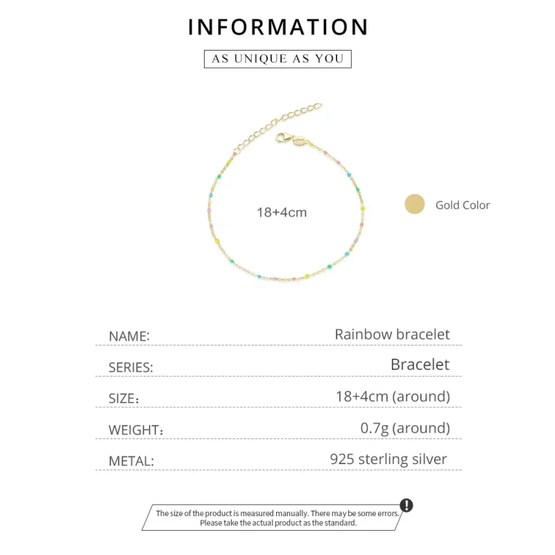 (image for) Pandora Style Bracelet Rainbow, 18ct Gold Plated - SCB211 - View 8