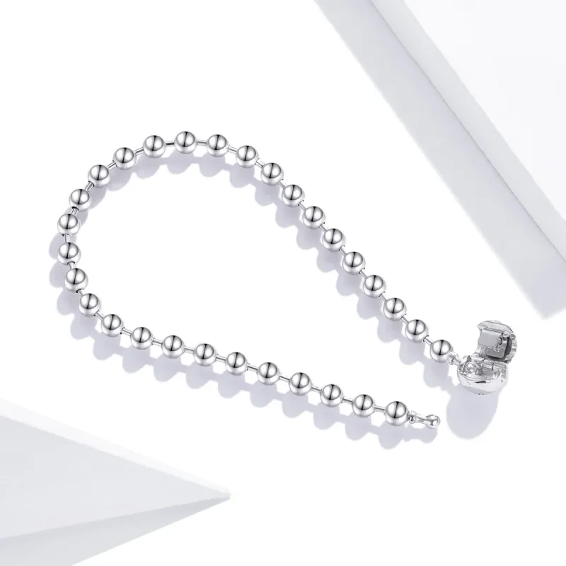 (image for) Pandora Style Chain Bracelet, Silver Beads - SCB208 - View 4