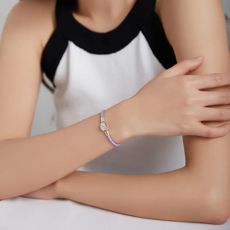 (image for) Pandora Style Leather Bracelet, Lucky Clover - SCB214 - View 5