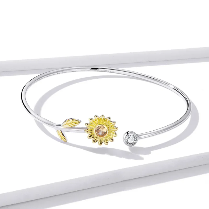 (image for) Pandora Style Open Bangle, Bicolor Fresh Daisy - BSB045 - View 2