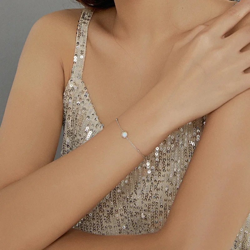 (image for) Pandora Style Silver Bracelet Gorgeous, Opal - BSB054 - View 7